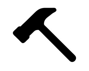 Hammer Icon Silhouette Vector | Tool Symbol Graphic | Minimalist Construction Outline | Solid Black Shape