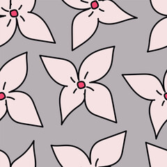 Elegant seamless floral pattern with fall flowers. Repeatable botanical background. Flat vector illustration