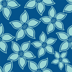 Fototapeta premium Elegant seamless floral pattern with fall flowers. Repeatable botanical background. Flat vector illustration
