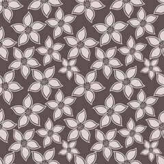 Elegant seamless floral pattern with fall flowers. Repeatable botanical background. Flat vector illustration