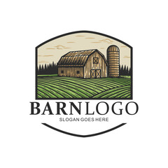 Vintage farmhouse logo design on white background