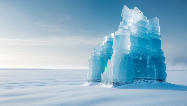 Frozen Blue Glacier Landscape: Pristine Winter Nature in the Remote Arctic - Powered by Adobe