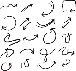 Hand-drawn arrow icon set. A collection of curved