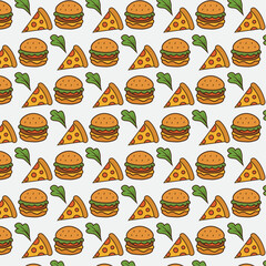 burger and pizza pattern design