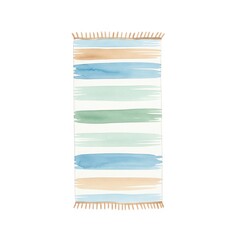 Beach towel in watercolor, isolated on white background.