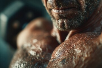 Obraz premium An intense workout session showcases the remarkable determination and incredible strength of a dedicated athlete within the vibrant atmosphere of a gym environment