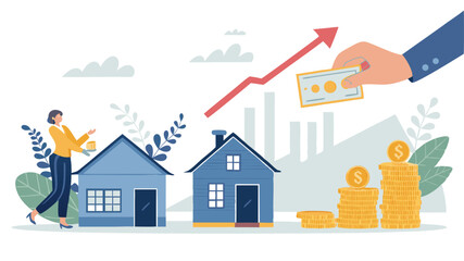 Fototapeta premium “Trapped by the Market: Housing Crisis & Inflation Illustration Set”
