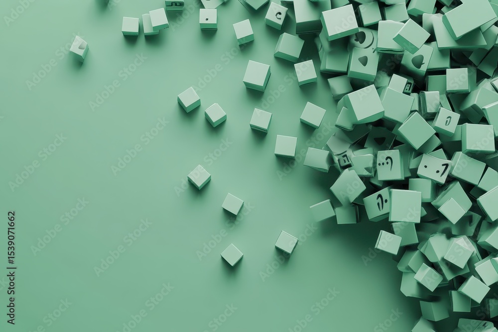 Poster digital ones and zeros scattered on a seamless green background create an abstract technological the
