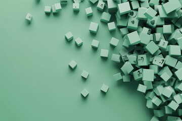 Digital ones and zeros scattered on a seamless green background create an abstract technological theme, Ones and zeros green background 3D render seamless