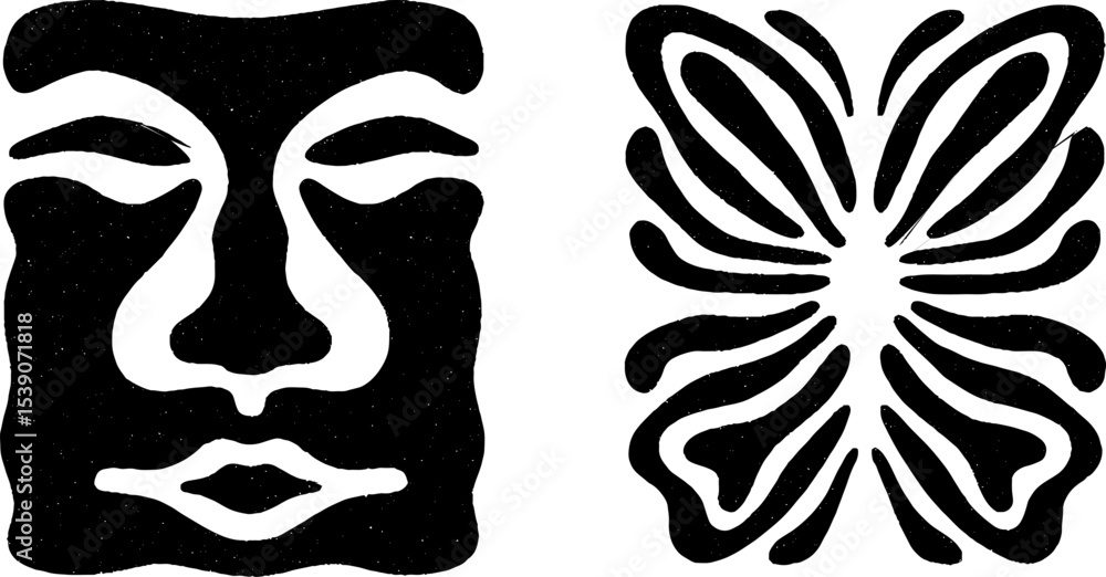 Aufkleber abstract face and butterfly design capturing serenity and transformation