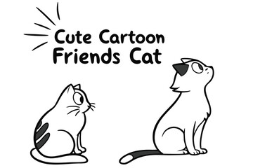 Cute cartoon cat friends minimalist geometric design
