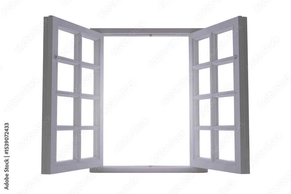 Poster open white window frame with multiple panes creates sense of openness and possibility. minimalist de