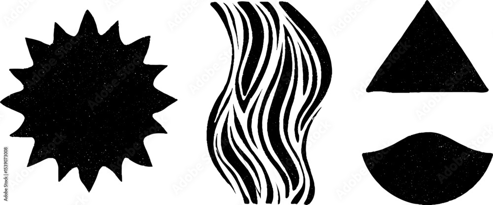 Poster abstract geometric shapes with eclipse ring and wave patterns for design projects