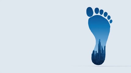 Obraz premium Conceptual Image of Urban Footprint Symbolizing Sustainability and Environmental Impact in Modern Cityscape