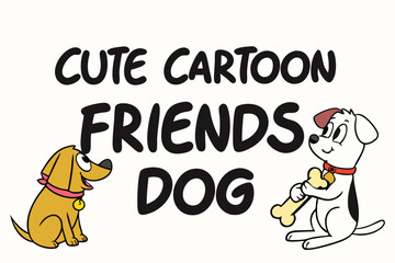 Cute cartoon dog friends illustration