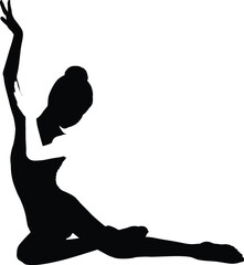 Female dancer silhouette in dynamic pose, Graceful woman dancing in motion art