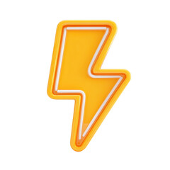 Bright yellow lightning bolt icon with white outline, symbolizing energy and power. design is simple and modern, often used to represent electricity or high energy in digital media