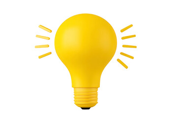 Bright yellow light bulb icon with rays symbolizes creativity and innovation. simple design conveys ideas and inspiration effectively