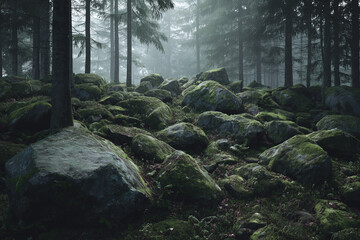forest in the fog
