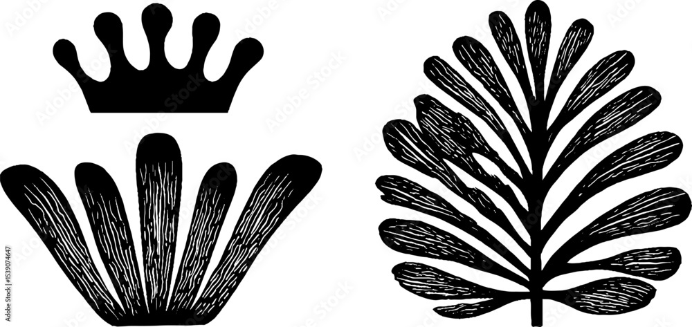 Poster abstract ink design featuring a broken crown and organic element for artistic expression