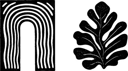 Abstract bronze door and fig leaf architrave design for creative art projects