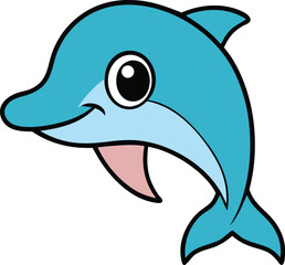 Naklejka premium dolphin icon clipart vector on transparent background 