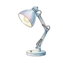 School desk lamp watercolor illustration isolated on white background.