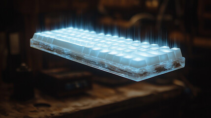 mechanical keyboard with technology and electronic equipment background