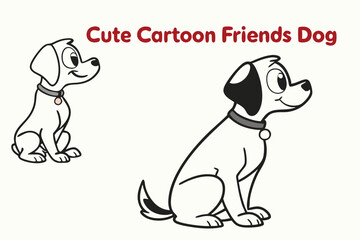 Cute cartoon dog friends illustration