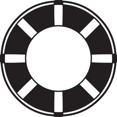 Nautical Life Ring Silhouette in Black | Marine Safety Icon Illustration Vector Format