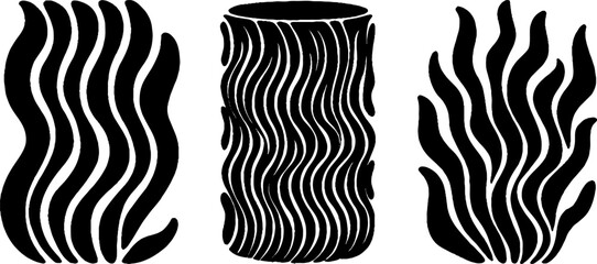 Fototapeta premium Abstract black and white column drum vine scroll and torch basin design for prints and decor