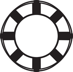 Nautical Life Ring Silhouette in Black | Marine Safety Icon Illustration Vector Format