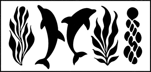 Aquatic themes: dolphin arcs, bubble strings, and kelp knots for creative ocean designs