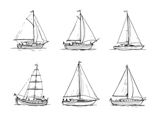 Sailboat simple line art vector illustration