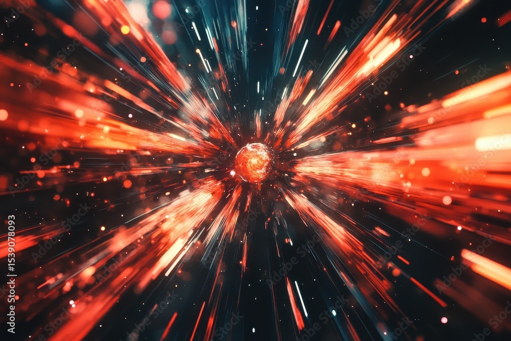 Poster radial blurred rays create a vibrant abstract representation of the oceans depths and light movement