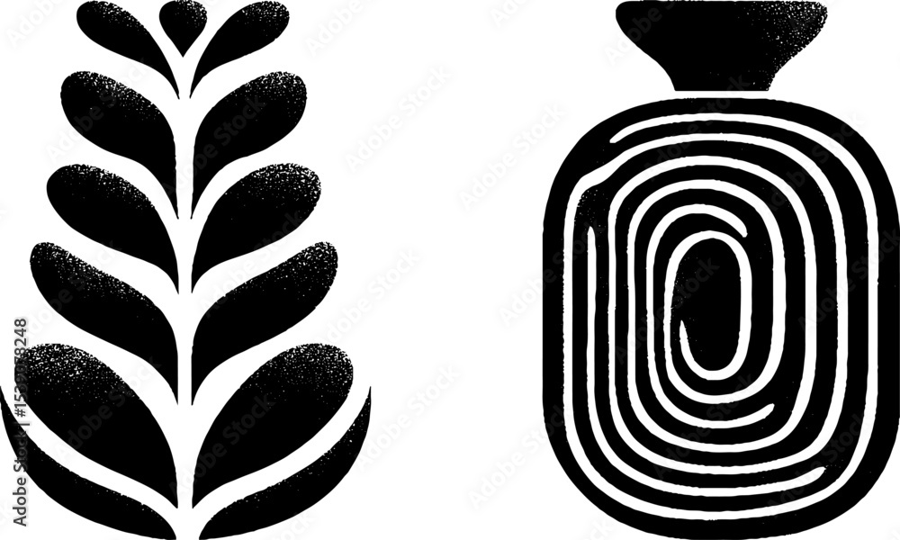Aufkleber abstract dumpling curve and soy sauce drop with bamboo design for modern art