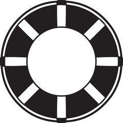 Nautical Life Ring Silhouette in Black | Marine Safety Icon Illustration Vector Format