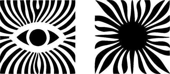 Minimalist eye and star design for artistic decor or prints