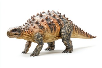 Obraz premium Ankylosaurus armored dinosaur prehistoric ancient wildlife creature herbivore on White Background. Generative Ai