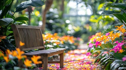Tranquil garden path lined with vibrant blooms
