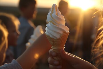 white ice cream cone in the hand