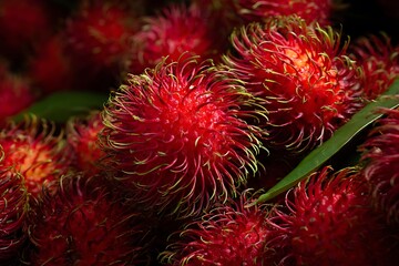 pile of red ripe rambutan