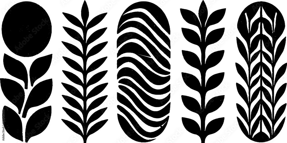 Aufkleber elegant botanical and geometric motifs featuring interlace bands and laurel curves for surface patte