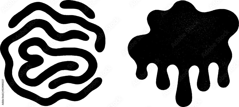 Poster abstract spiral and dripping cloud shapes for artistic design concepts