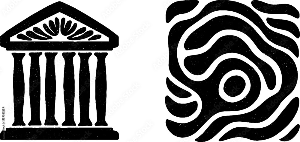 Aufkleber ancient greek architecture elements with ionic column and olive frieze design