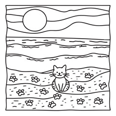 Spooky Summer – Cute and Easy Coloring Pages for All Ages | Fun Halloween-Inspired Summer Scenes | Line art vector illustration Print | Summer Coloring Page | Cute Scary Coloring page