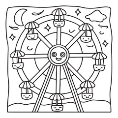 Spooky Summer – Cute and Easy Coloring Pages for All Ages | Fun Halloween-Inspired Summer Scenes | Line art vector illustration Print | Summer Coloring Page | Cute Scary Coloring page