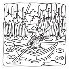 Spooky Summer – Cute and Easy Coloring Pages for All Ages | Fun Halloween-Inspired Summer Scenes | Line art vector illustration Print | Summer Coloring Page | Cute Scary Coloring page