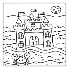 Spooky Summer – Cute and Easy Coloring Pages for All Ages | Fun Halloween-Inspired Summer Scenes | Line art vector illustration Print | Summer Coloring Page | Cute Scary Coloring page