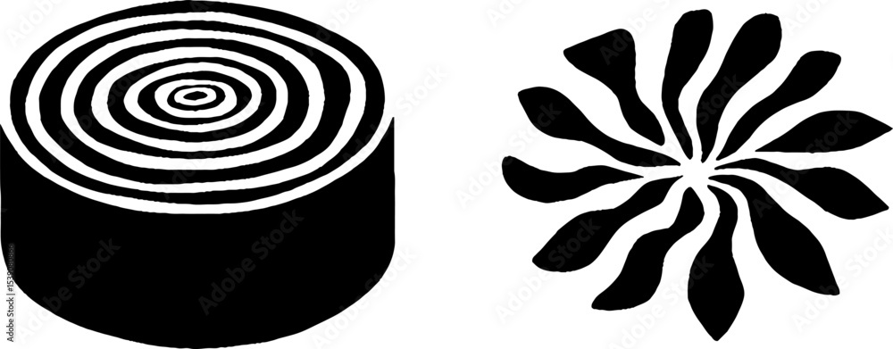 Poster abstract design with lidded box spiral knob and lotus border pattern for creative decoration